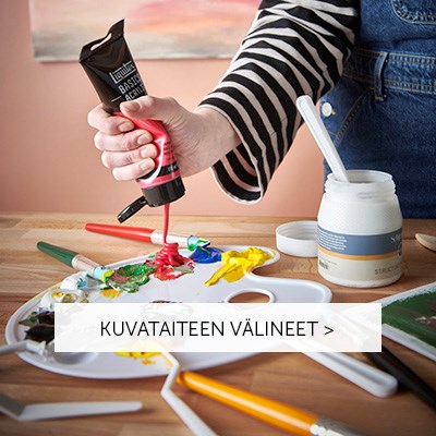 Lekolarin kuvataiteen välineiden valikoima