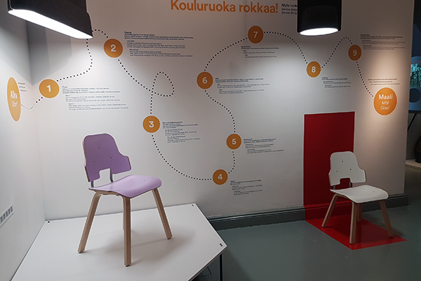 Varsa-tuoli Designmuseossa Lekolar Alastek prosessin esittely