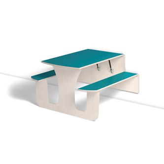 Henke -pöytä ja penkit, laminaatti, 120 x 70 x 60 cm