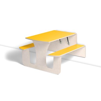 Henke -pöytä ja penkit, laminaatti, 140 x 70 x 60 cm