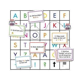Blue-Bot -kirjainmatto alakouluun, ruotsinkieliset tehtäväkortit