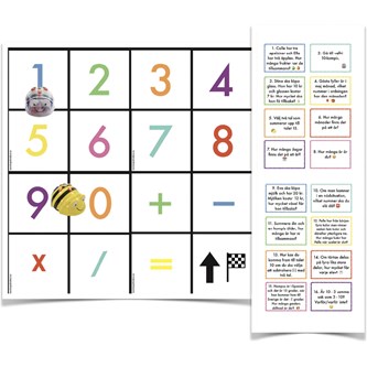 Blue-Bot -numeromatto alakouluun, ruotsinkieliset tehtäväkortit
