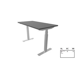 Work -työpöytä, 120x60 cm, E-motion, hopea jalusta