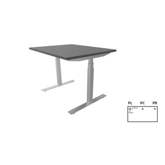 Work -työpöytä, 100x80 cm, E-motion, hopea jalusta