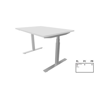 Work -työpöytä, 120x80 cm, E-motion, hopea jalusta