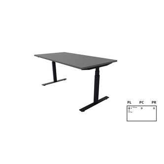 Work -työpöytä, 160x80 cm, E-motion, musta jalusta