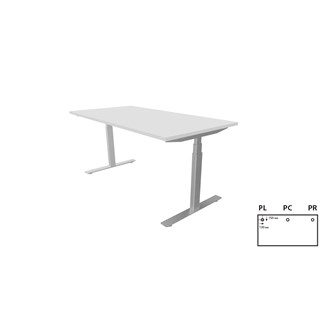 Work -työpöytä, 160x80 cm, E-motion, hopea jalusta