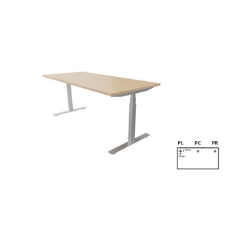 Work -työpöytä, 180x80 cm, E-motion, hopea jalusta