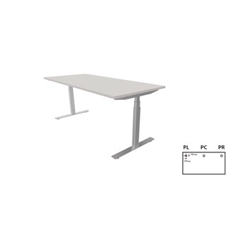 Work -työpöytä, 180x80 cm, E-motion, hopea jalusta