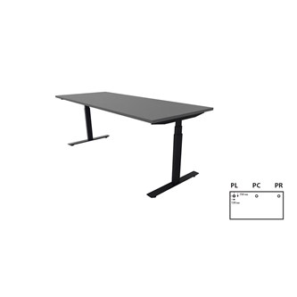 Work -työpöytä, 200x80 cm, E-motion, musta jalusta