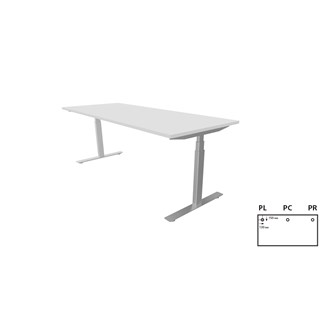 Work -työpöytä, 200x80 cm, E-motion, hopea jalusta