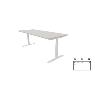 Work -työpöytä, 200x80 cm, E-motion, valkoinen jalusta