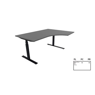 Work -työpöytä, kulma oikealla, 160x120 cm, E-motion, musta jalusta