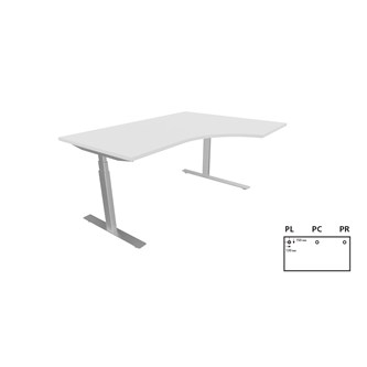 Work -työpöytä, kulma oikealla, 160x120 cm, E-motion, hopea jalusta