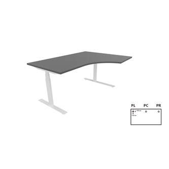 Work -työpöytä, kulma oikealla, 160x120 cm, E-motion, valkoinen jalusta