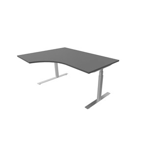 Work -työpöytä, kulma vasemmalla, 160x120 cm, E-motion, hopea jalusta