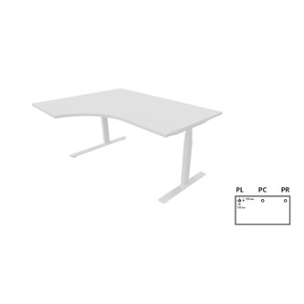 Work -työpöytä, kulma vasemmalla, 160x120 cm, E-motion, valkoinen jalusta