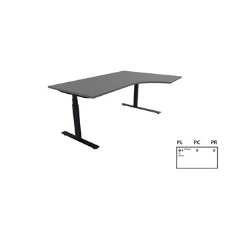 Work -työpöytä, kulma oikealla, 180x120 cm, E-motion, musta jalusta