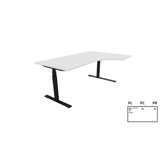 Work -työpöytä, kulma oikealla, 180x120 cm, E-motion, musta jalusta