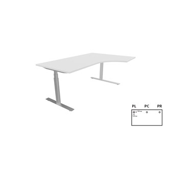 Work -työpöytä, kulma oikealla, 180x120 cm, E-motion, hopea jalusta