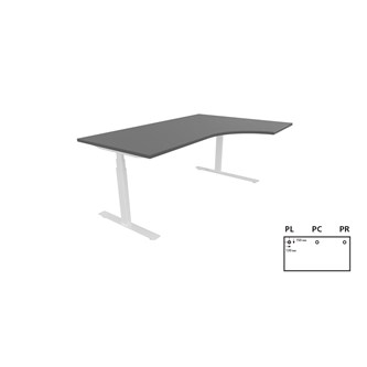 Work -työpöytä, kulma oikealla, 180x120 cm, E-motion, valkoinen jalusta