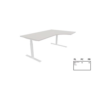 Work -työpöytä, kulma oikealla, 180x120 cm, E-motion, valkoinen jalusta