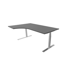 Work -työpöytä, kulma vasemmalla, 180x120 cm, E-motion, hopea jalusta