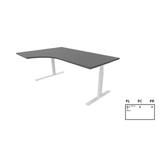Work -työpöytä, kulma vasemmalla, 180x120 cm, E-motion, valkoinen jalusta