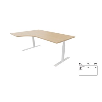 Work -työpöytä, kulma vasemmalla, 180x120 cm, E-motion, valkoinen jalusta