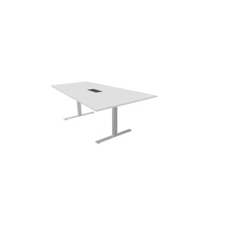 Talk neuvottelupöytä 210x90/120 cm, puolisuunnikas, hopea T-jalusta