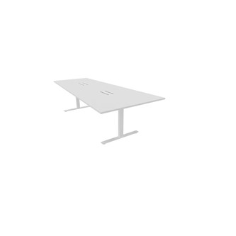 Talk neuvottelupöytä 270x90/120 cm, puolisuunnikas, valkoinen T-jalusta