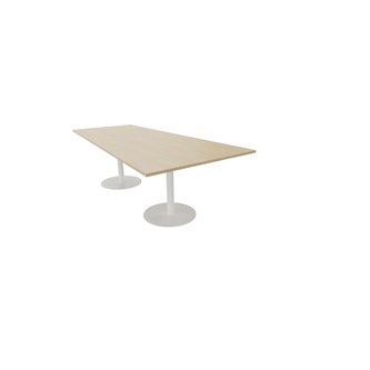 Talk neuvottelupöytä 240x90/120x74 cm, puolisuunnikas, valkoiset pilarijalat