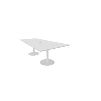 Talk neuvottelupöytä 240x90/120x74 cm, puolisuunnikas, valkoiset pilarijalat