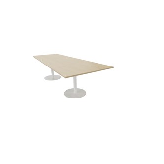 Talk neuvottelupöytä 270x90/120x74 cm, puolisuunnikas, valkoiset pilarijalat