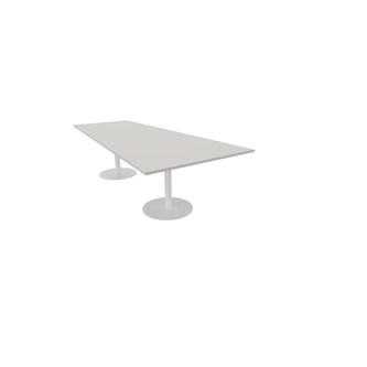 Talk neuvottelupöytä 270x90/120x74 cm, puolisuunnikas, valkoiset pilarijalat