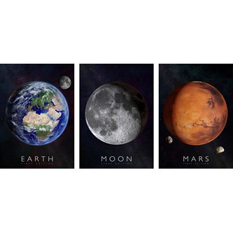 Multiverse interaktiiviset julisteet, Maa, Kuu, Mars