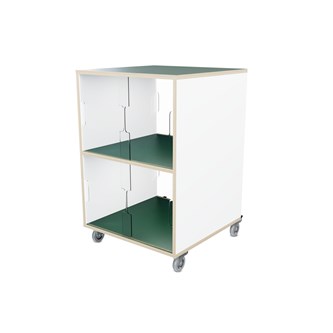 Fixa vitriinikaappi tupla 2:2, pyörillä,  plexiliukuovet ja valkotaulut, S58 cm