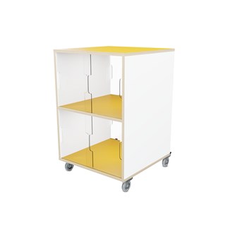 Fixa vitriinikaappi tupla 2:2, pyörillä,  plexiliukuovet ja valkotaulut, S58 cm