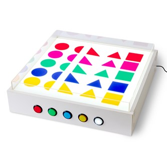 Valopöytä väreillä ja muoviallas