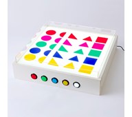 Valopöytä väreillä ja muoviallas