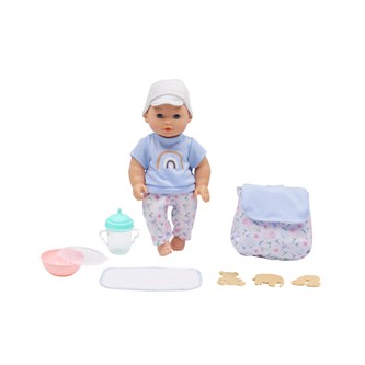 Kovavartaloinen nukke ja tarvikkeet