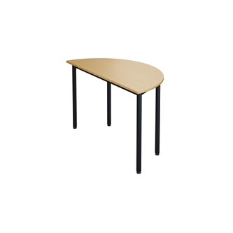 12:38 FSC BX Pöytä Akustik Optimal Laminat, puolipyöreä 120/60 cm, musta jalusta