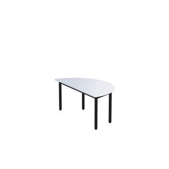 12:38 FSC BX Pöytä Akustik Optimal Laminat, puolipyöreä 120/60 cm, musta jalusta