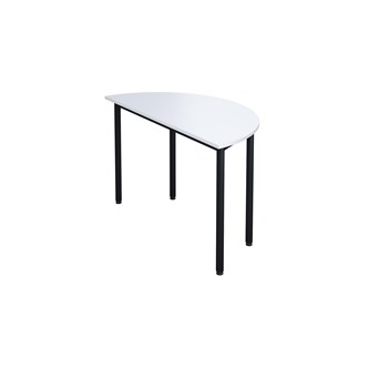 12:38 FSC BX Pöytä Akustik Optimal Laminat, puolipyöreä 120/60 cm, musta jalusta