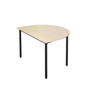 12:38 FSC BX Pöytä Akustik Optimal Laminat, puolipyöreä 120/90 cm, musta jalusta