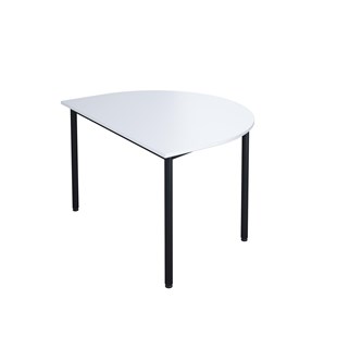 12:38 FSC BX Pöytä Akustik Optimal Laminat, puolipyöreä 120/90 cm, musta jalusta