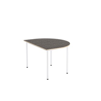 12:38 BX Pöytä Akustik Optimal Linoleum, puolipyöreä 120/90 cm, valkoinen jalusta