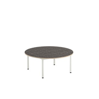 12:38 BX Pöytä Akustik Optimal Linoleum, ø 120 cm, valkoinen jalusta