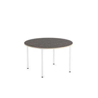 12:38 BX Pöytä Akustik Optimal Linoleum, ø 120 cm, valkoinen jalusta