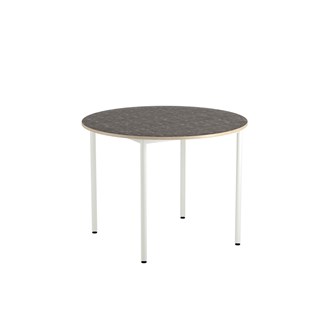 12:38 BX Pöytä Akustik Optimal Linoleum, ø 120 cm, valkoinen jalusta